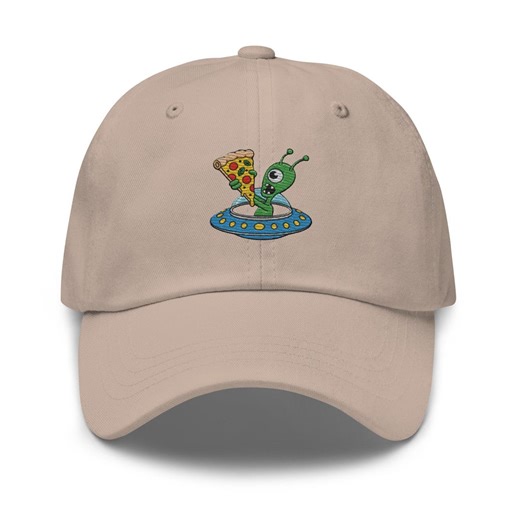 Embroidered Alien Eating Pizza Dad Hat, Pizza UFO Baseball Cap, Funny Sci-fi Gift - Etsy