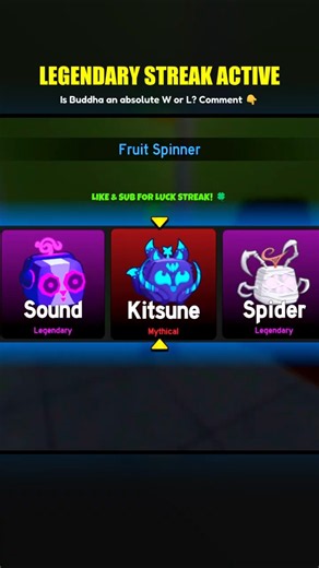 The Blox Fruits Gacha Luck Streak Continues... (Buddha Fruit) 😱 #roblox #bloxfruits #shorts