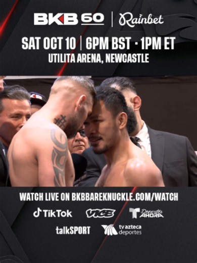 🇵🇭 Philippines vs England 🏴󠁧󠁢󠁥󠁮󠁧󠁿 Rolando Dy vs. Scott McHugh for the Super Welterweight World Championship! #BKB60 | SAT OCT 10 | 📺 Watch live on bkbbareknuckle.com/watch