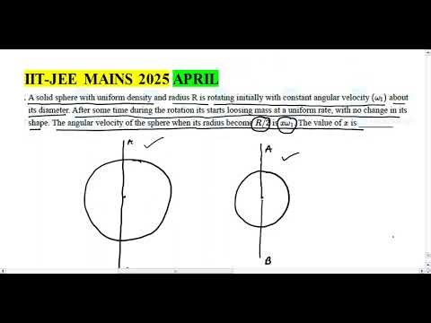 IIT-JEE MAINS 2025 APRIL// A solid sphere with uniform density and radius R is rotating initially