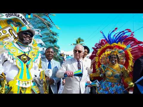 King Charles busts a move at a parade in the Bahamas