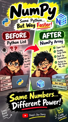 Python List vs NumPy Array ⚡ The Difference You MUST Know! #shorts