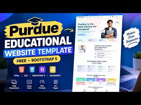 Purdue Educational Website Template | Free Bootstrap 5 Website Design | HTML, CSS & JavaScript