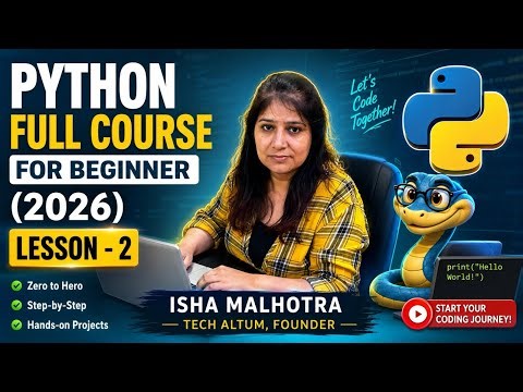 Python Full Course for Beginners (2026) | Lesson 2 | python for data analyst | Python Tutorial