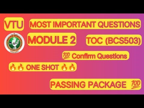 VTU |TOC | Module 2 | Important Questions | Regular Expressions & Finite Automata | BCS503 | PYQ's
