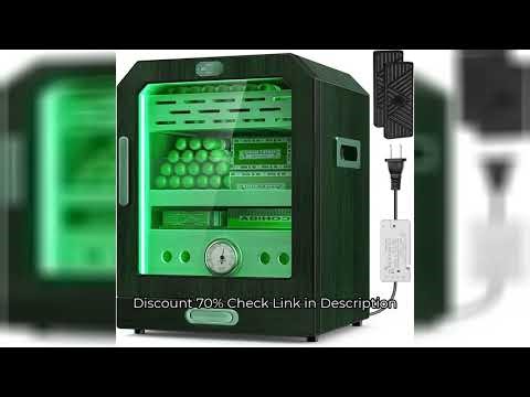 Cigar Humidor, Lighted Control Magnetic Door, with Cigar Accessory Drawer and 2 humidifiers 3 Layer