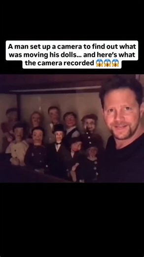 Scary_Encounter5 on Instagram: "A YouTuber named Andy started to notice something strange with his dolls. They kept changing their positions on their own — even though they were locked inside a glass case, with no wind or anyone touching them. Every time he left for his show and came back, the dolls looked different. So Andy decided to set up a camera in the room to find out what was really happening. When he checked the footage later, he was shocked… one of the dolls slowly turned its head all