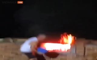 Backyard Scientist Turns Fire Pit Into a Rocket Launch, Somehow Survives to Tell the Tale