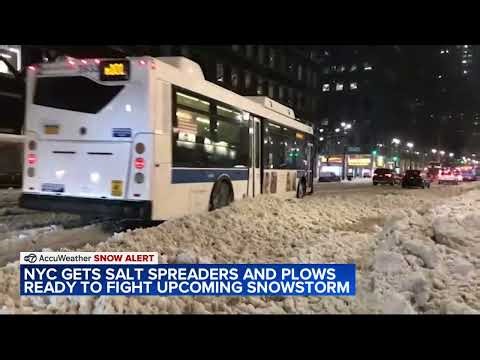 NYC gets salt spreaders and plows ready to fight upcoming snowstorm