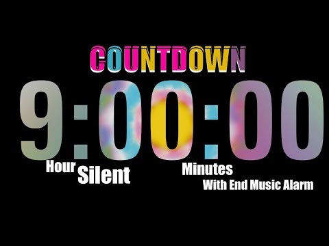 9 Hour Timer | Silent Countdown | Aurora Colours with Soft Music End Alarm