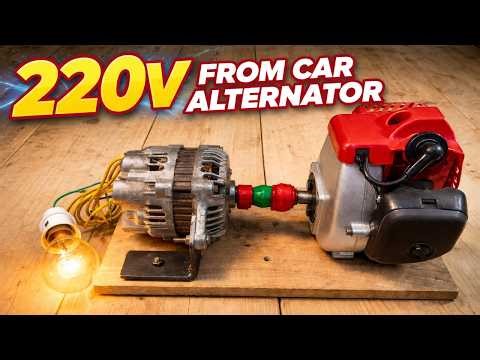 How to Convert 12V Car Alternator into 220V Power Supply Real Test with Bulb