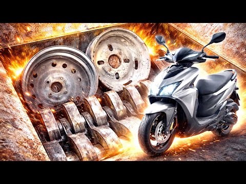 Giant Industrial Shredder Destroys Metal Rims & Scooter | Extreme Oddly Satisfying Shredding