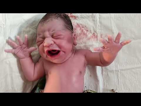 First minute in Family of Healthy and Bigsize Adorable Newborn Baby 