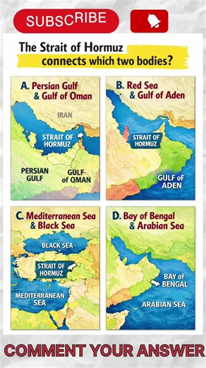 "The Strait of Hormuz connects which two water bodies?” #shorts