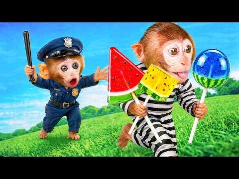 Macaco TOTO Faz Gelatina de Melancia Arco-Íris😮🍉e Escapa do Desafio da Prisão de Doces 🍬🌈