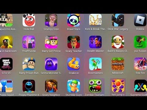 Roblox,Poppy Playtime 4,BARRY'S PRISON RUN,Grumpy Gran,Hide In The Backroom,Scary Stranger 3D.......