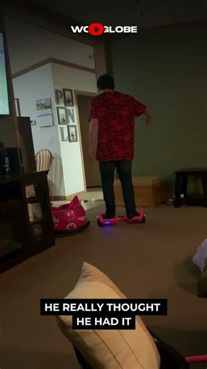 Hoverboard Fail Sends Him Crashing Hard #funnyclip #crash #reaction
