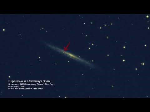 A massive star exploded in a distant galaxy's edge on sideways spiral #NASA #Supernova