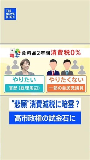 高市総理“悲願”の消費税の減税に自民党内から“ネガティブ”な意見続々･･･政権の今後占う試金石に｜TBS NEWS DIG #shorts