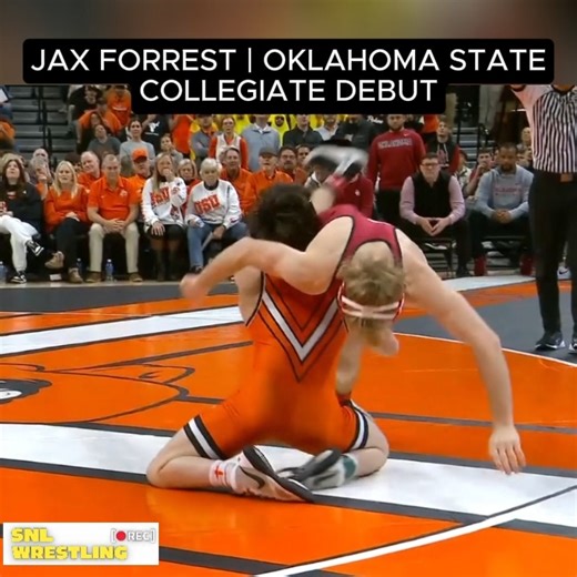 Saturday Night Lights on Instagram: "Jax Forrest pins his Oklahoma opponent in 0:49 in his collegiate debut at Bedlam — in front of 12,549."