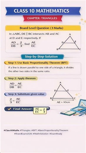 Class 10 MathematicsChapter: Triangles🔹 Question (3 Marks | Board Level)