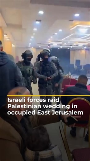 408K views · 14K reactions | Israeli forces raided a Palestinian wedding ceremony in occupied East Jerusalem, firing live ammunition and stun grenades at attendees. Several men, including the groom, were detained. | Al Jazeera English | Facebook