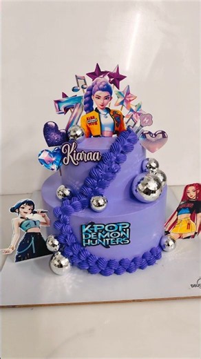 2 tier k-pop demon hunters cake decorating #2tiercake #shorts #ytshorts #viralvideo