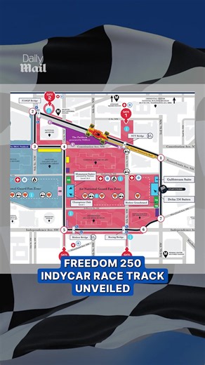 The Daily Mail has has exclusively obtained the course map for Sunday's Freedom 250 Indy car race around the Washington D.C. area! #f1 #grandprix #indycar #travel #news