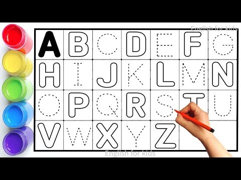 Alphabet, ABC song, abcd, a to z, Kids rhymes, collection for writing along dotted lines for toddler