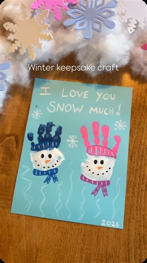 Remy Johnson on Instagram: "Cutest winter keepsake craft to do with your kids🤍❄️☃️ never want to forget how little their hands once were 💕 Save this craft to do with your little ones this winter🩵 #wintercraftsforkids #snowmancrafts #keepsakecrafts #toddlercraftideas #handprintcrafts"