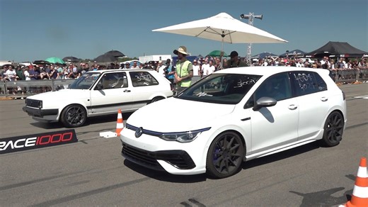 Modern Volkswagen Golf 8 R vs turbocharged Golf 2