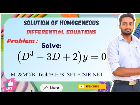 Solution of Homogeneous Differential Equation | (D³ – 3D + 2)y = 0 | VTU Engineering Mathematics