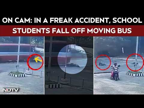 Karnataka News | On Camera: School Students Fall Off Moving Bus As Door Opens
