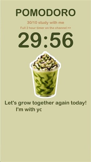 30/10 Pomodoro Timer 🍵 Matcha Frappe — study with me #shorts