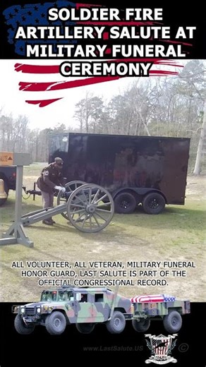 Soldier fires artillery salute at military funeral ceremony