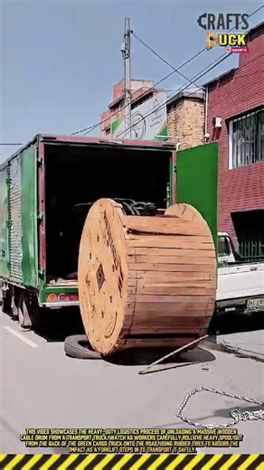 Practical Cable Drum Unloading: Dropping Giant Reel from Delivery Truck #dailywork
