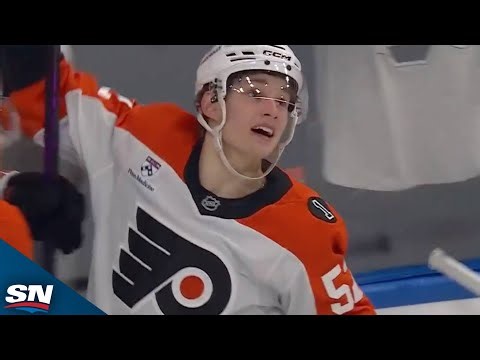 Flyers’ Denver Barkey Races And Re-directs First Career Goal In vs. Oilers