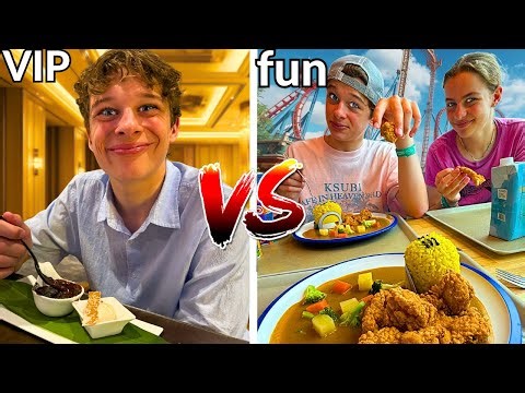 VIP FOOD vs FUN THEME PARK FOOD Challenge By The Norris Nuts