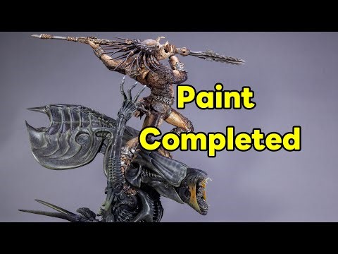 【丧钟重涂】Narin 《王战后》铁血大战异形GK涂装完成。（The Predator King VS Alien Queen resin cast kit ，Paint by me. ）