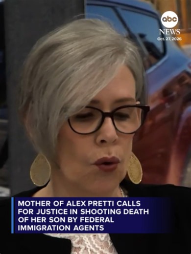 The mother of Alex Pretti — the 37-year-old ICU nurse who was killed by federal immigration agents in Minneapolis in January — called for justice for her son while asking that “the federal government treat us with dignity and respect.” #immigration #news #abcnews