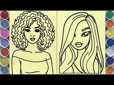 Tô màu tranh cát chân dung cô gái hiện đại - Drawing and sand painting portrait of modern girl