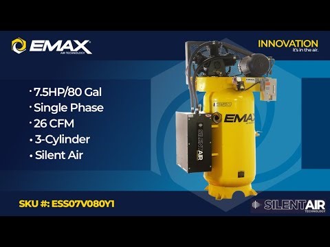 EMAX E-350 3-Cyl 7.5 HP 80 Gallon Air Compressor