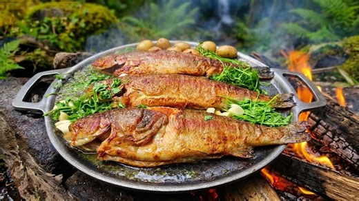 Fresh rainbow trout became the ultimate campfire feast