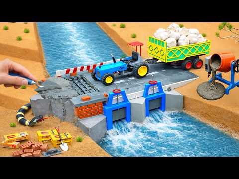 Giant Snake Destroys Bridge… Mini Tractor Builds 2-Gate Dam System | DIY Engineering Project