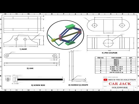 CAR JACK DESIGN IN SOLIDWORK | PART ASSEMBLY STEP BY STEP FULL EXPLAINE IN SOLIDWORK | #solidworks