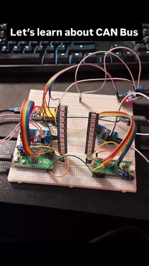 Brenden Vogt on Instagram: "Learning CAN Bus Communication 🚗⚡ I’m diving into CAN Bus by connecting multiple microcontrollers and sending real commands between them. A hands-on look at how robust, real-world communication works in embedded systems. Follow for more electronics builds, protocols, and microcontroller tutorials 👇 #CANBus #Microcontrollers #EmbeddedSystems #Electronics #techtutorial"