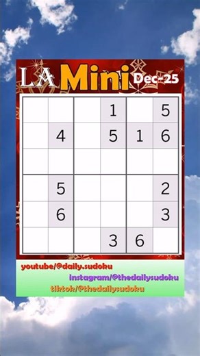 Los Angeles Times Daily #Sudoku 2025-12-25 Mini #puzzle #games #education #braingames