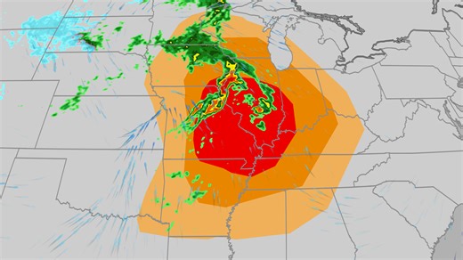 Deadly severe weather outbreak pushes east; strong tornadoes, large hail likely for Midwest, Mississippi Valley