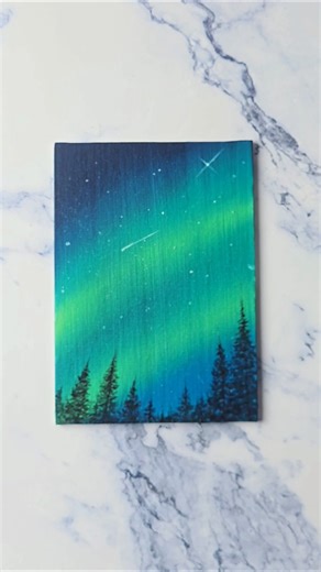 easy way to paint aurora borealis northern lights night sky 🌙💚