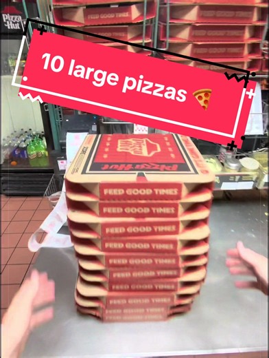 POV preparing a 10 large pizza order at Pizza Hut 🍕 #fyp #fypシ #foryoupage #viral #pizza